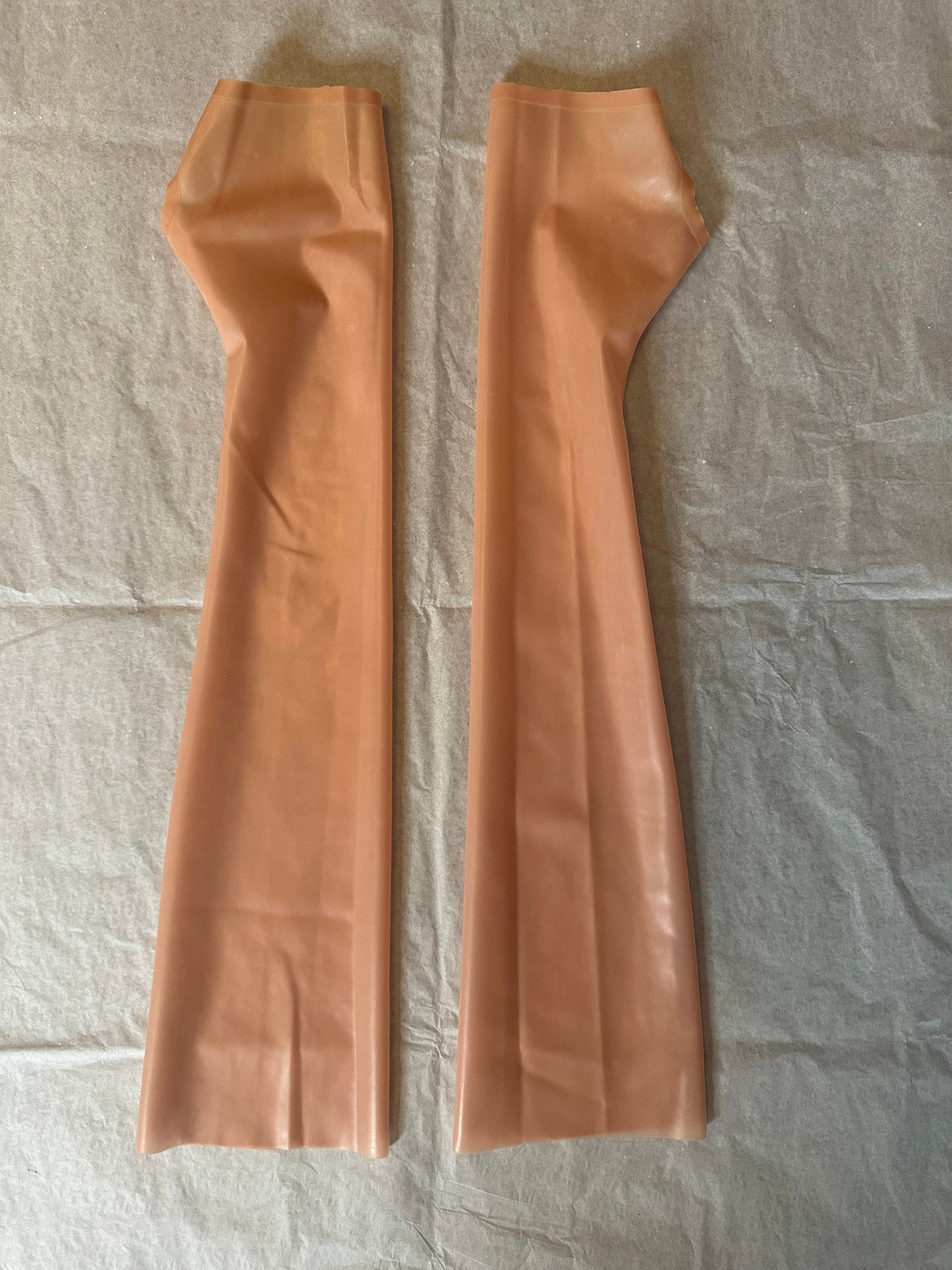 Translucent pink fingerless gloves sample, size small