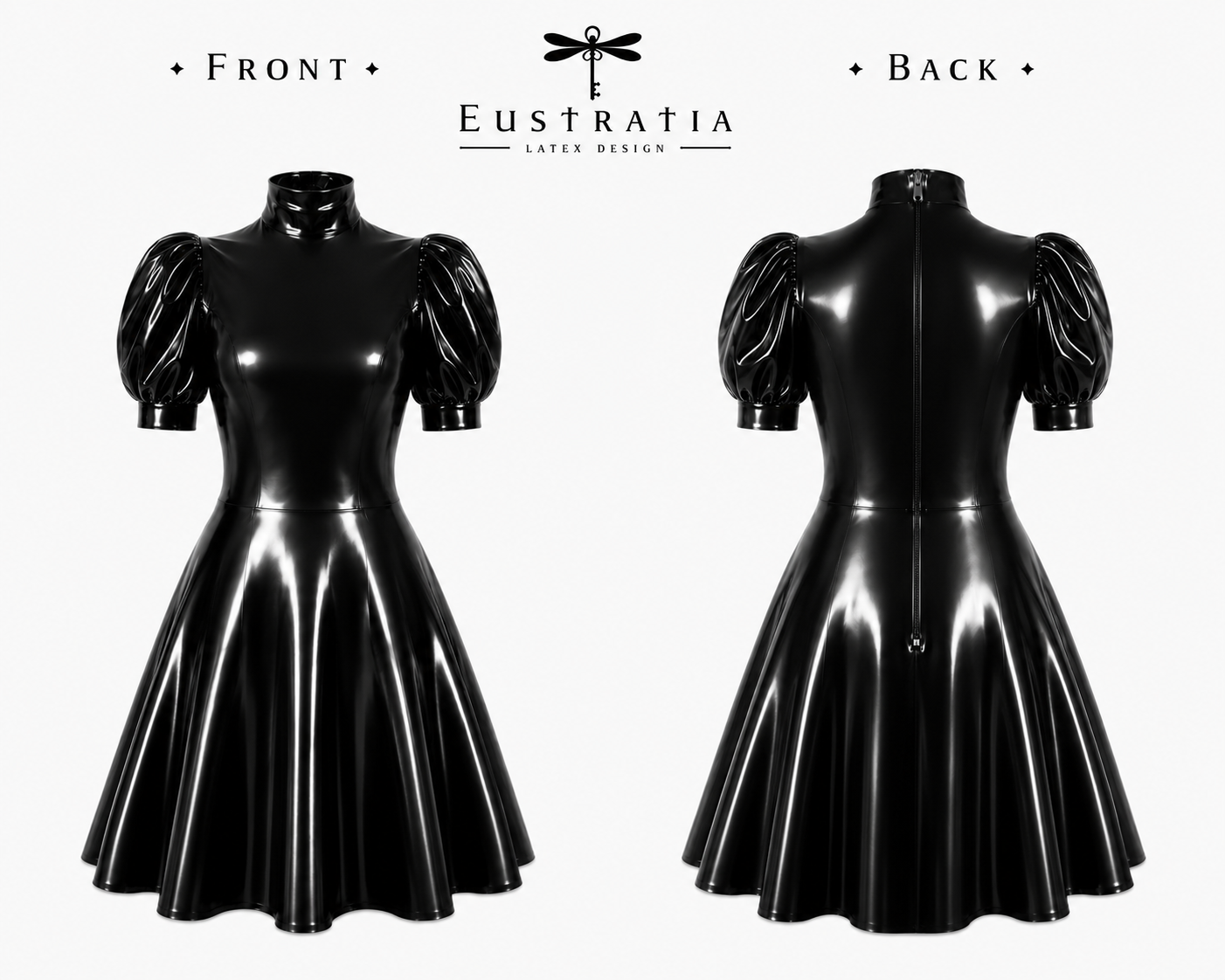 Puff sleeve latex swing dress