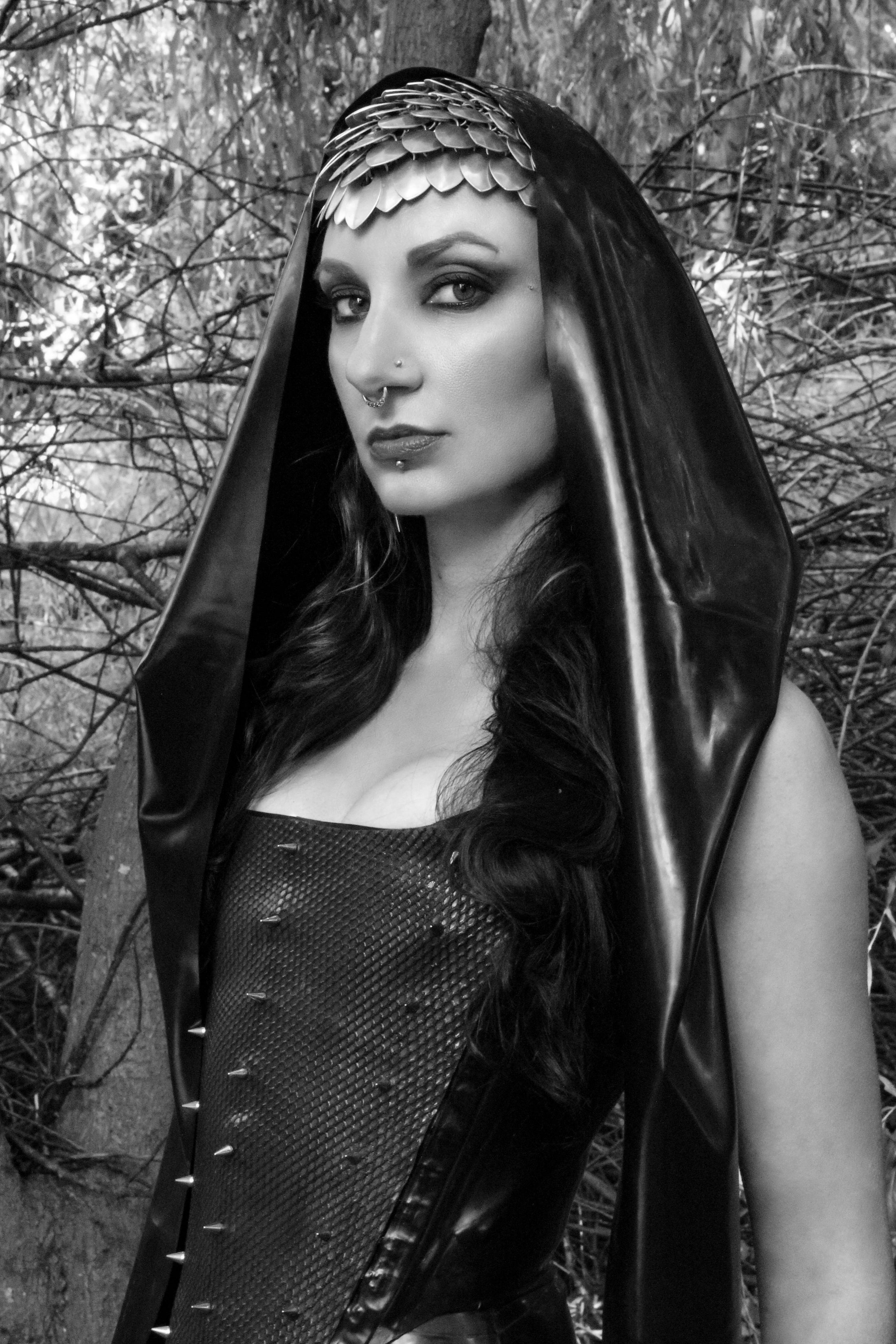 Eustratia unisex latex wrap hood with long sides to wrap around the body