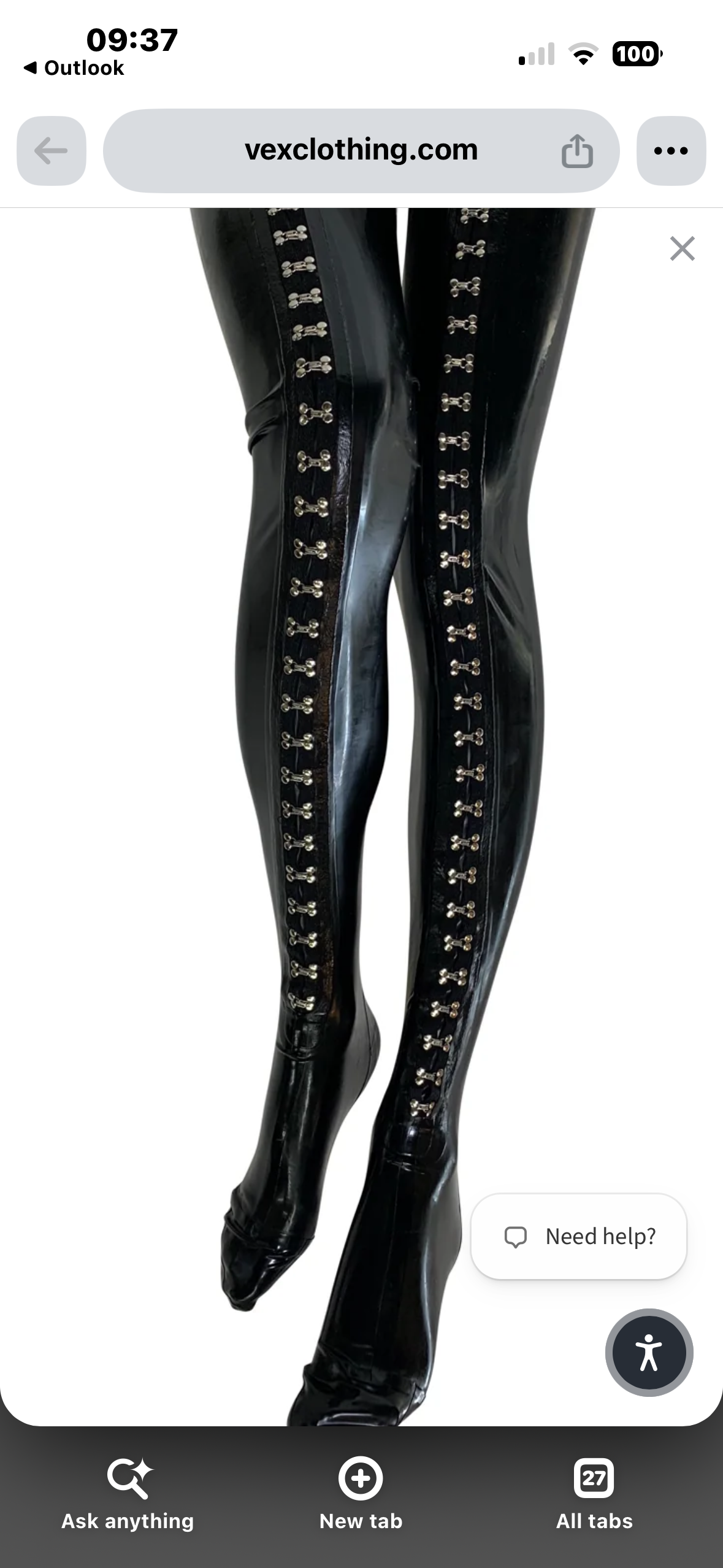 Custom hook and eye zipper stockings