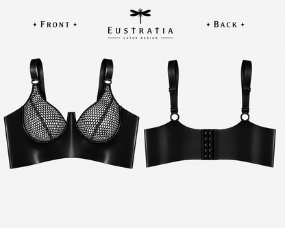 Latex-net cup plunge bra