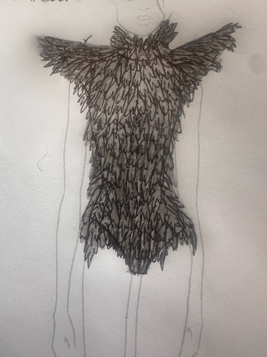 Custom feather bodysuit