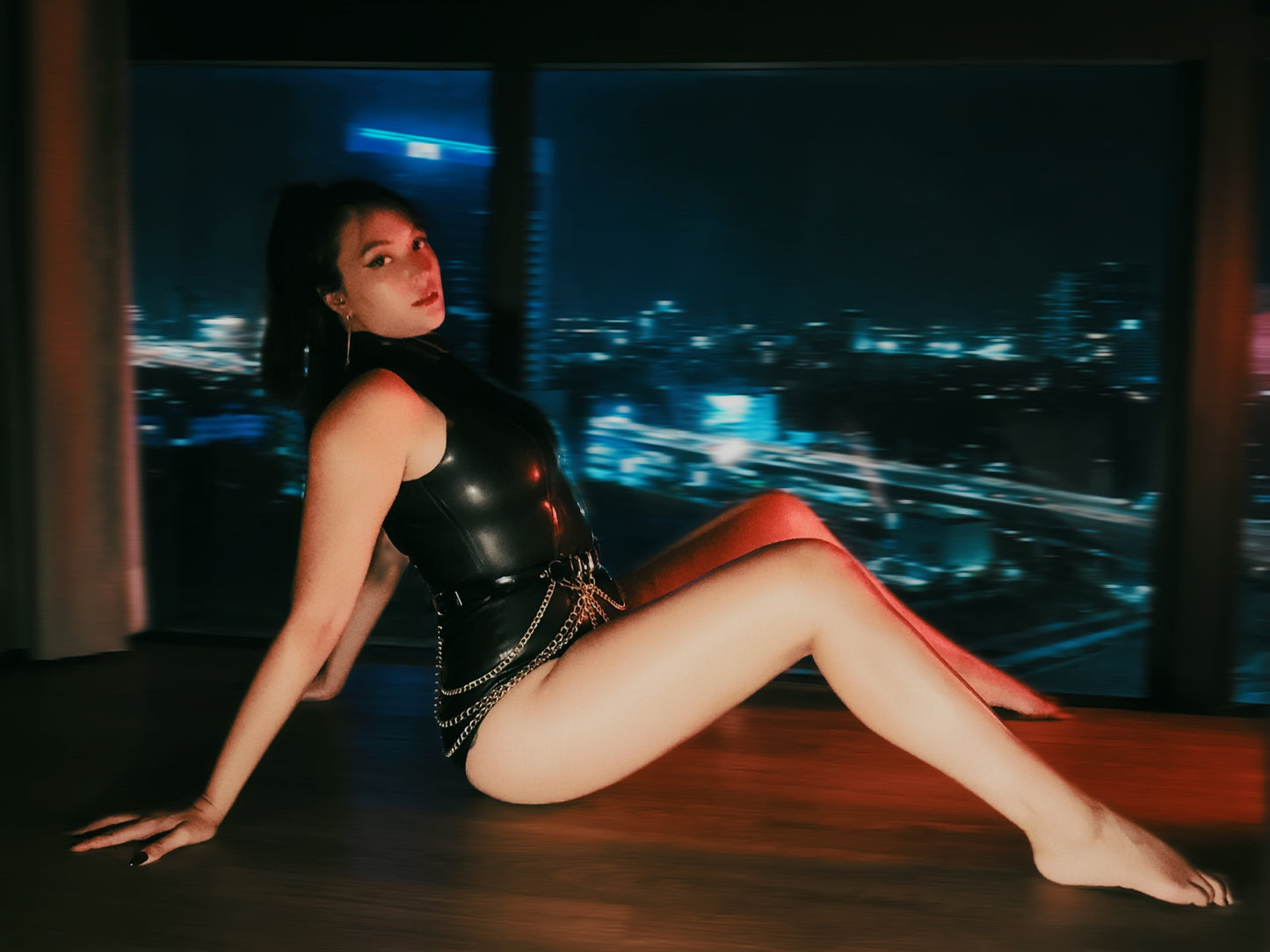 Keyhole latex bodysuit