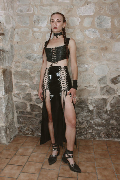 Lilith lace-up latex skirt