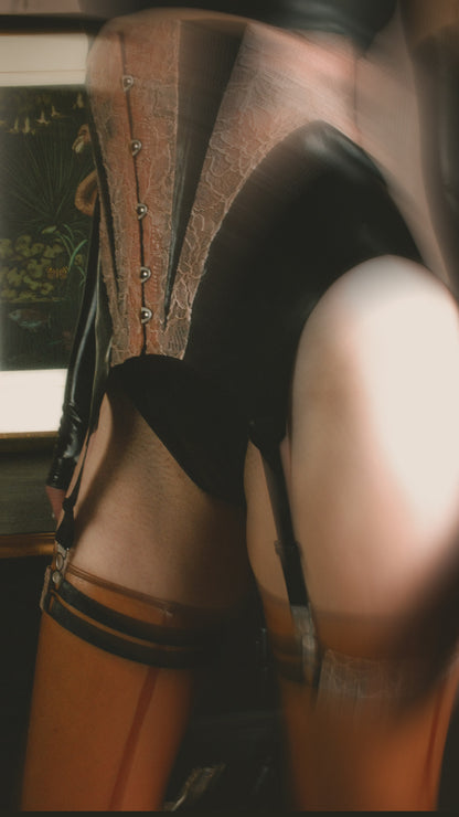 Calliope latex-lace suspender girdle/corset