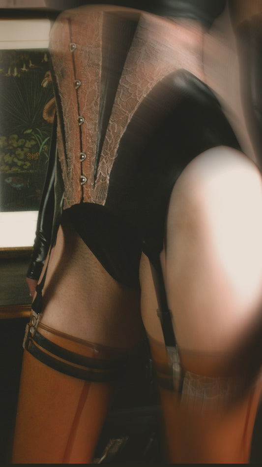 Calliope latex-lace suspender girdle/corset