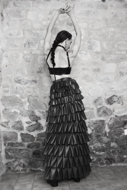 “Temperance” latex ruffle skirt