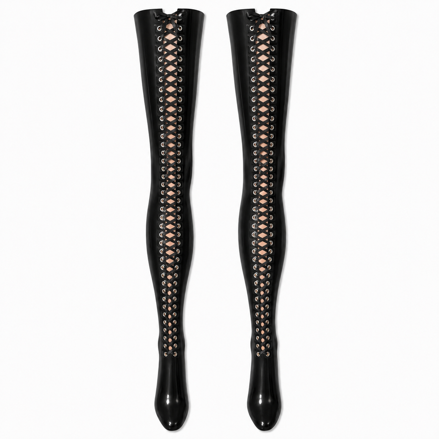 Lace-up Latex stockings