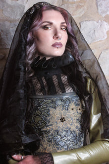 Texture detail of the latex on the Empress front corset panel