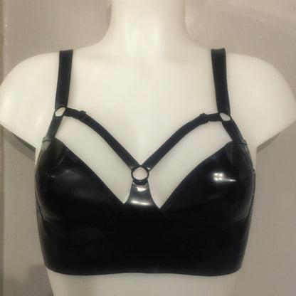 Underwired latex harness bra