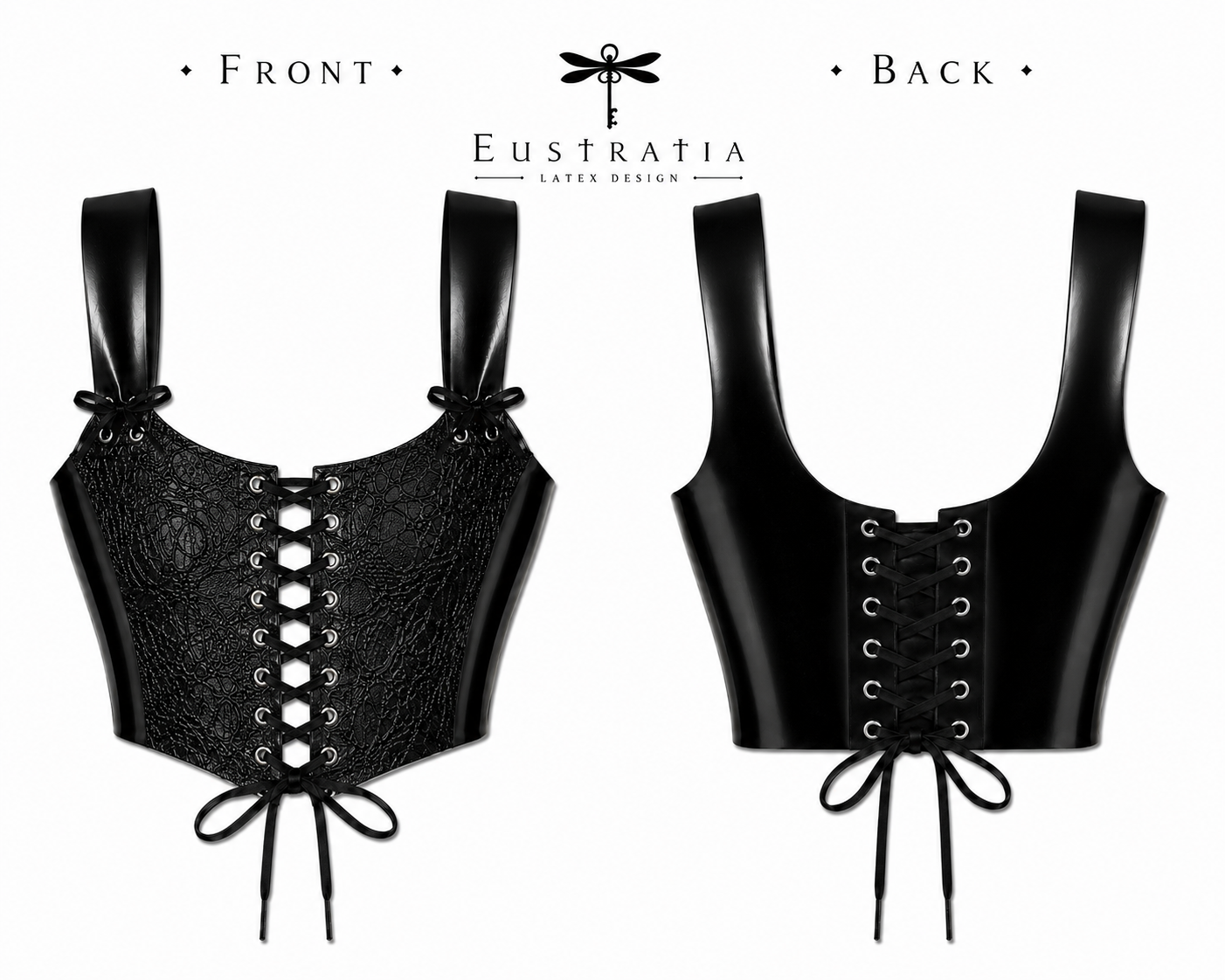 Latex-lace front cropped corset top