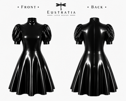 Puff sleeve latex swing dress