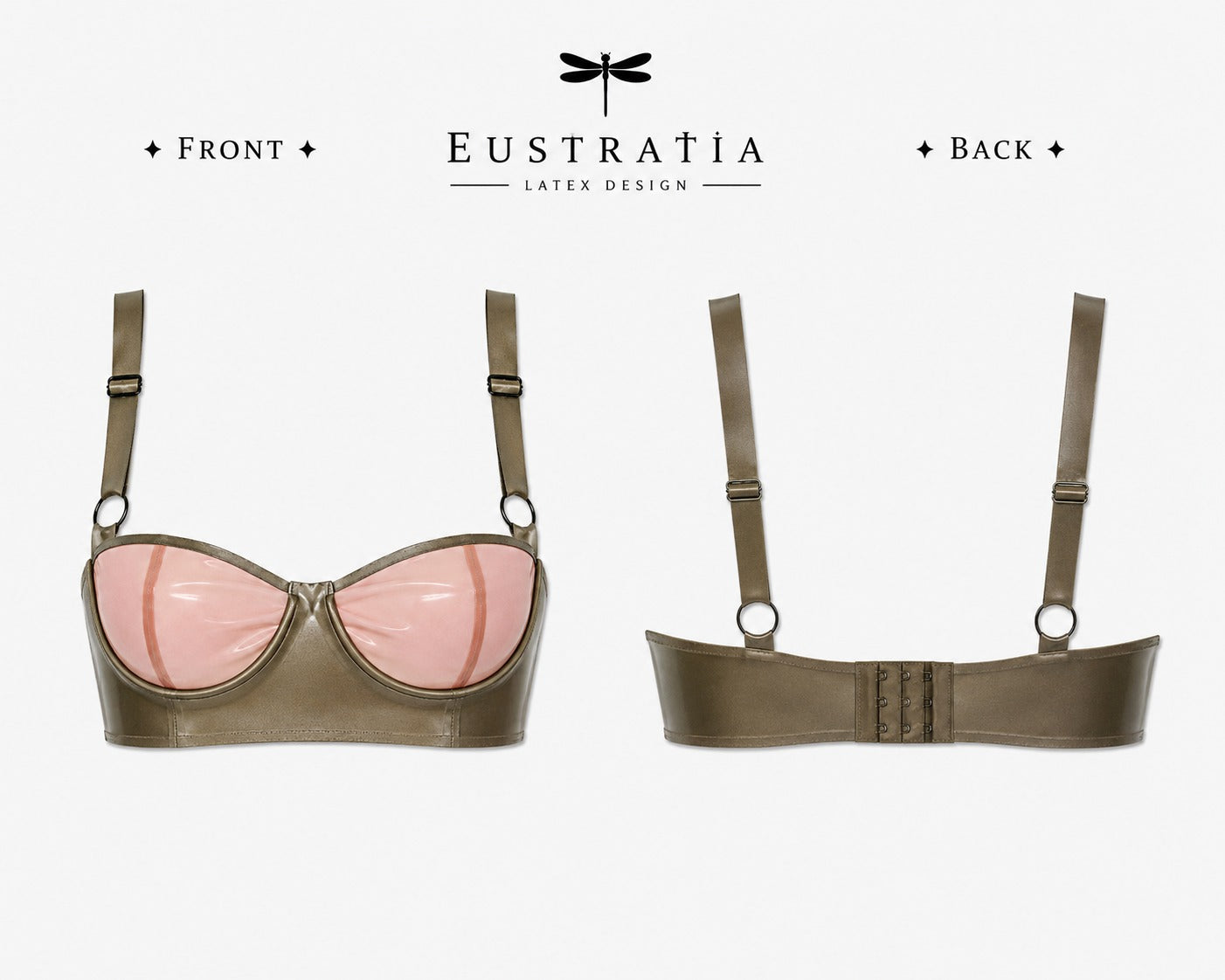 Fit detail of the structured, sculpting latex balconette bra