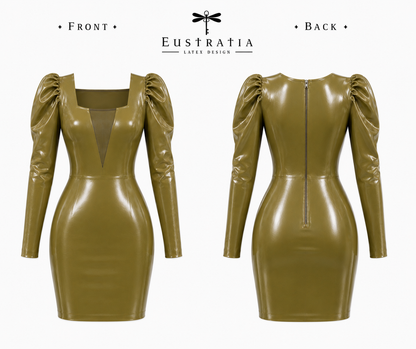 Pleated sleeve mini dress
