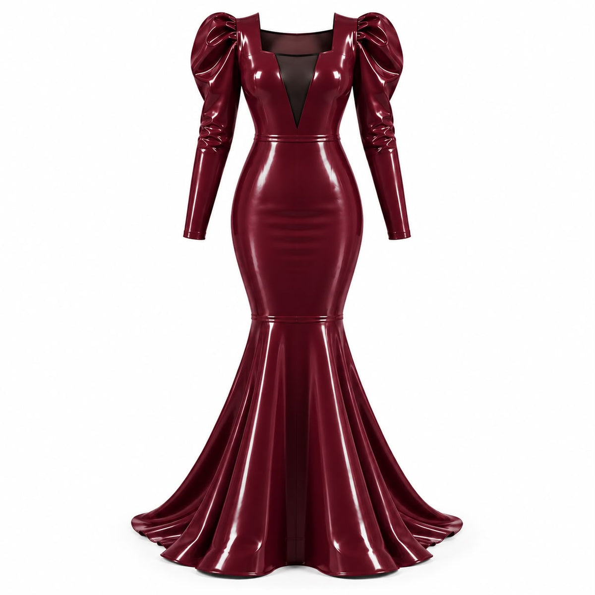Gigot sleeve fishtail gown