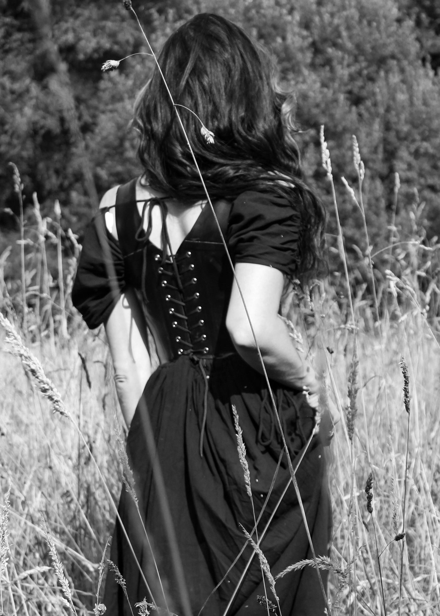 Eustratia Elizabethan steel-boned latex corset with straps and elongated front panel