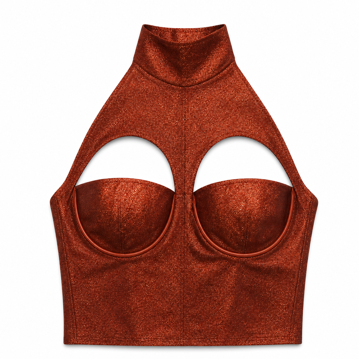 Red glitter-mesh cropped top XS, ready to ship
