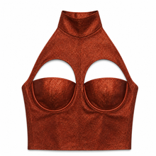 Red glitter-mesh cropped top XS, ready to ship