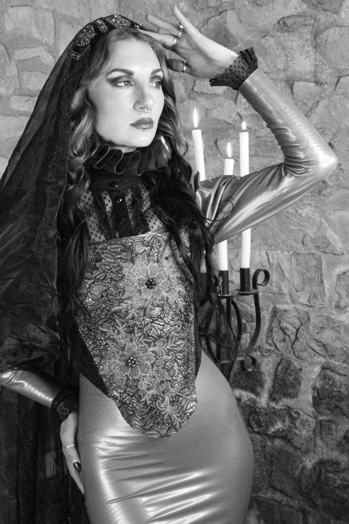Eustratia Empress front panel in latex made to attach to the Elizabethan corset