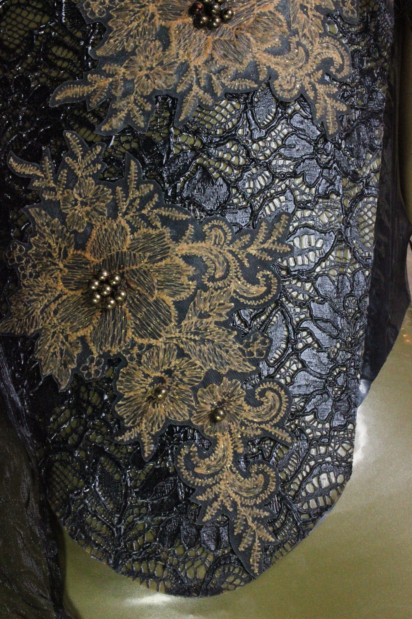 Detail of the shaping on the Empress latex front corset panel