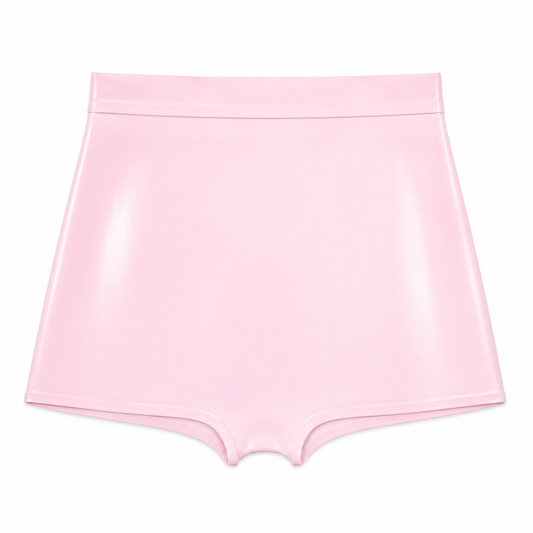 Ready to ship, belted low leg briefs sample in baby pink, size XS