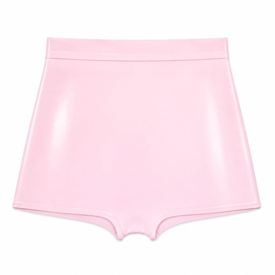 Ready to ship, belted low leg briefs sample in baby pink, size XS