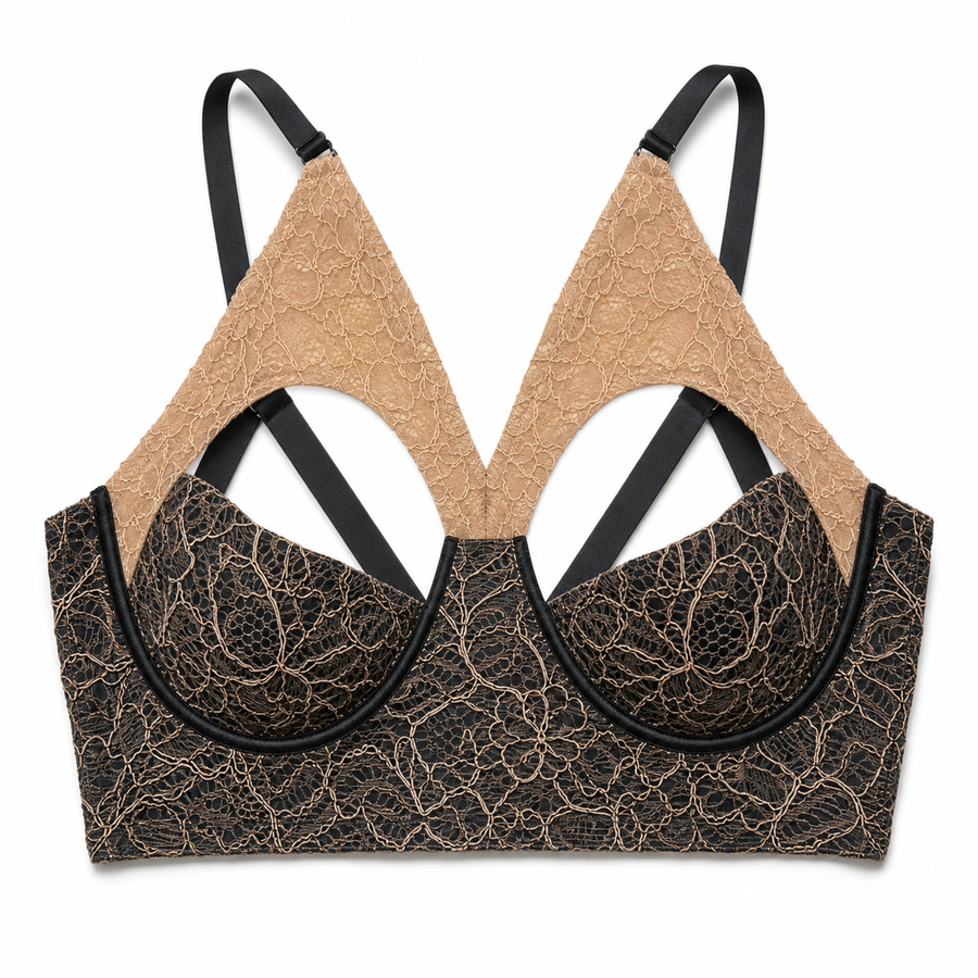 Latex-lace Aurora bra sample