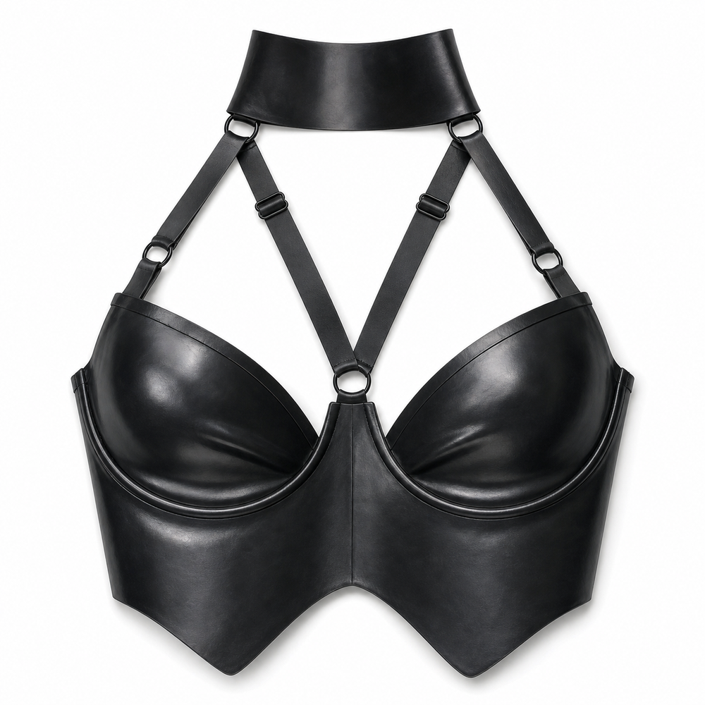 Latex V-strap bra
