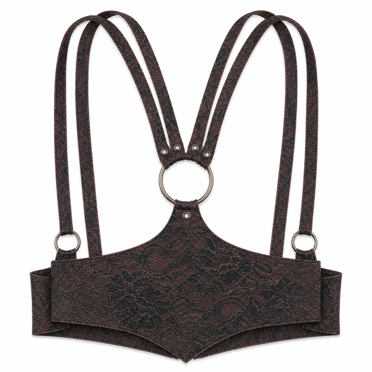 Latex-lace cinched harness sample, Ready to ship