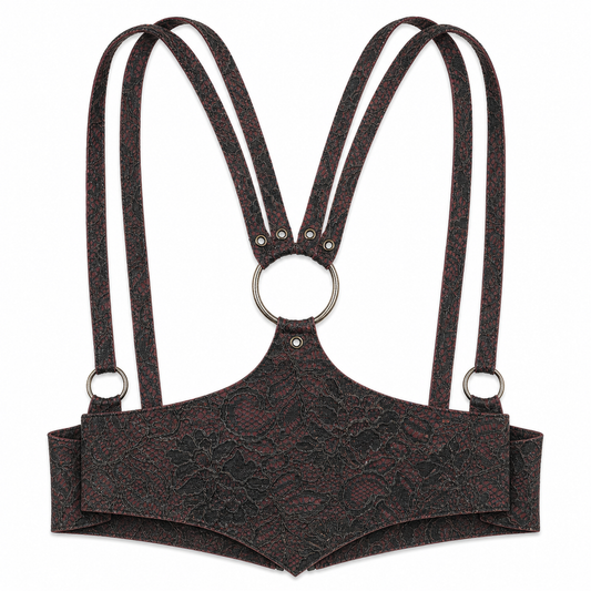 Latex-lace cinched harness sample, Ready to ship