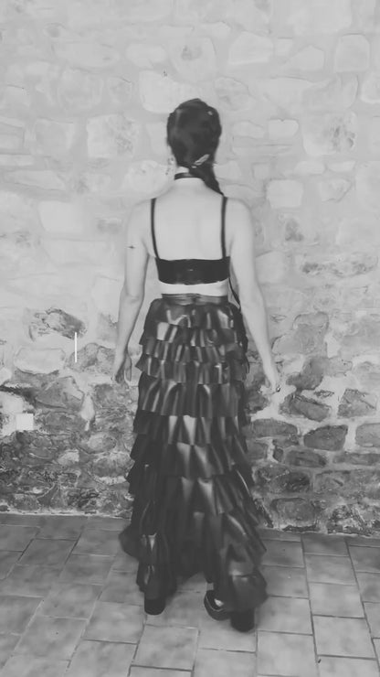 “Temperance” latex ruffle skirt