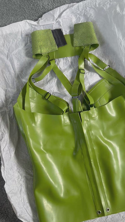 Green glitter-mesh latex bustier, size M, ready to ship