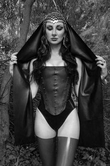 Eustratia spiked latex-net panel with short metal spikes for the Elizabethan corset