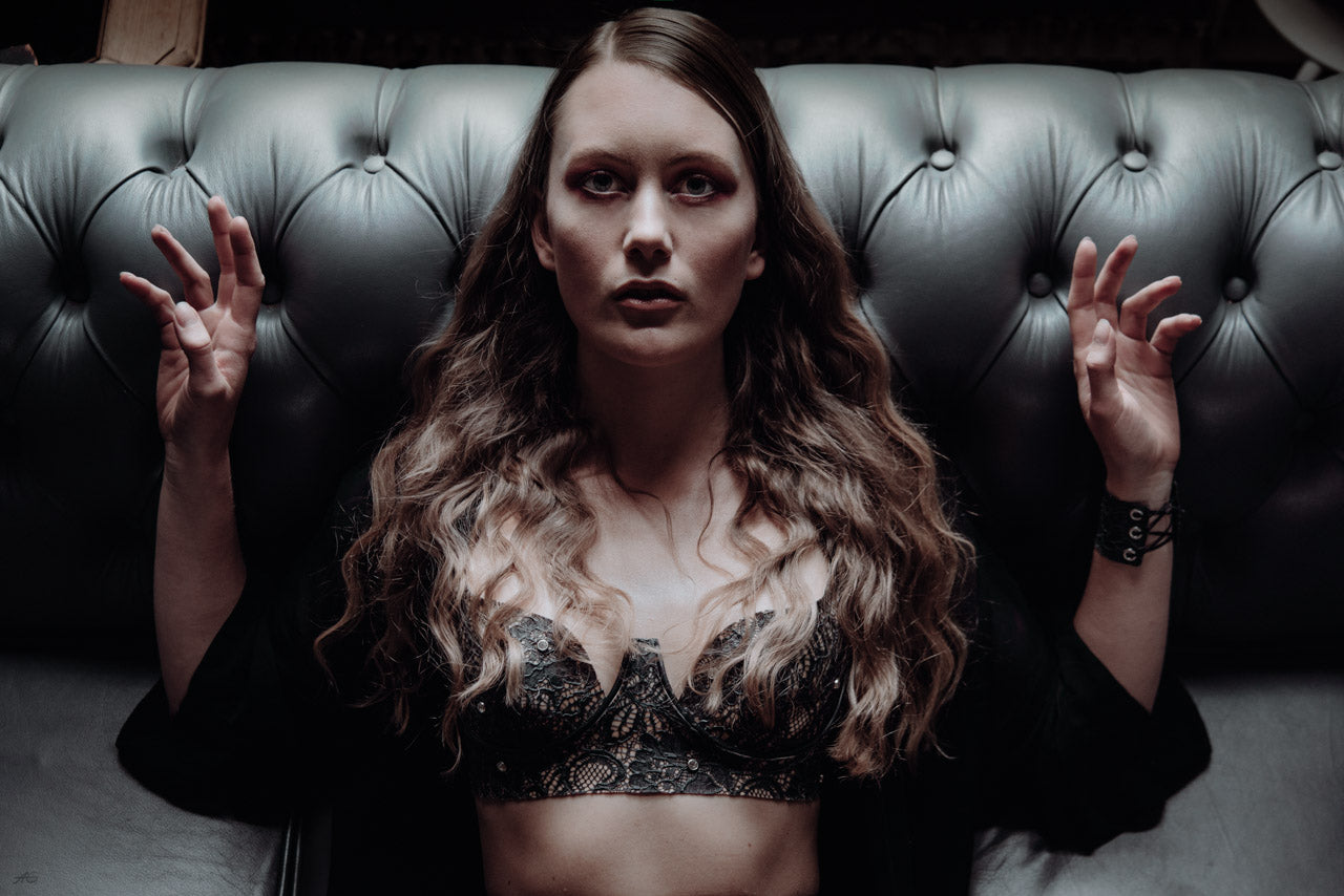 Eustratia deluxe curvy cup bra handcrafted in signature textured latex-lace with glossy shine