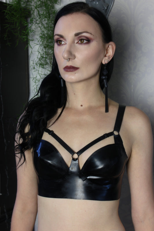 Latex harness bra