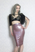 Latex belted pencil skirt